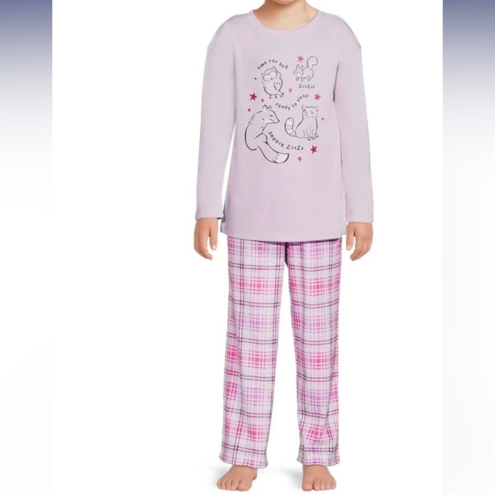 Wonder Nation Girls Long Sleeve 2-Piece Pajama Sleep Set - Picture 3 of 5